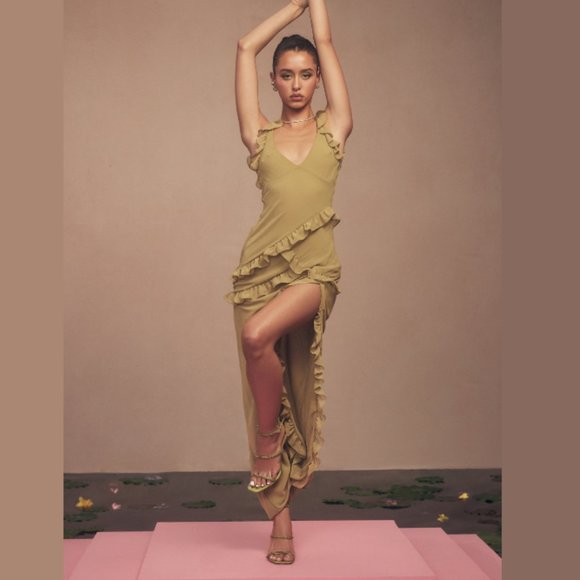 House of CB Dresses House Of Cb Olive Ruffle Maxi Dress Poshmark